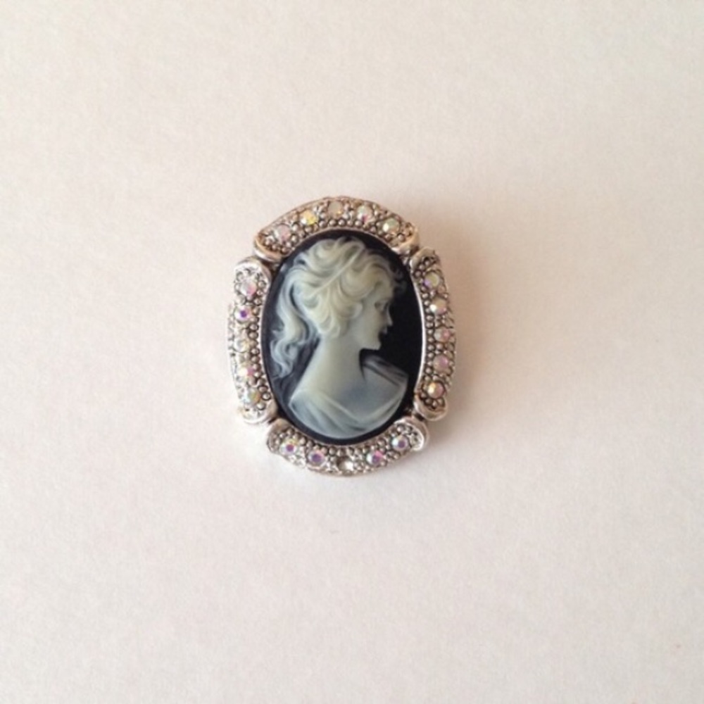 Cameo Silhouette Rhinestone Brooch